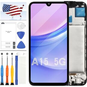 TFT for Samsung Galaxy A15 5G Screen Replacement LCD Full Assembly Kit with Frame Galaxy A15 2023 Display Digitizer Touch for A156U1 A156A A156W S156DL S156VL 6.52"