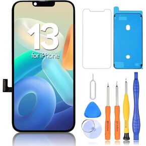 Ayake Screen Replacement for iPhone 13, 6.1-inch FHD LCD Display and Touch Digitizer Screen True Tone Programmable Face ID Remains A2633 A2482 A2631 A2634 (Black)
