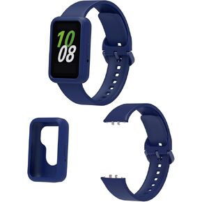 Compatible with Samsung Galaxy FIT3 Protective Case with Band, Sport Silicone Rugged Bumper Case for Samsung Galaxy FIT 3 Smartwatch for Women Men