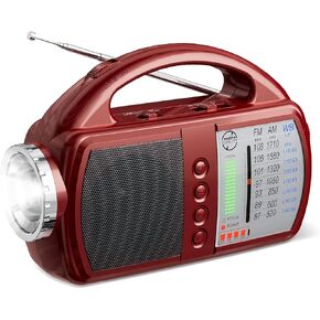 AM FM NOAA Weather Radio,Portable Emergency Radio with Flashlight. Radio with bluetooth 5.0, USB, AUX IN Powered by Built-in Rechargeable Battery or 4 AA Battery Radio for Home Indoor BLACK