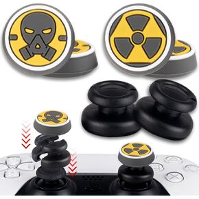 NO Falling Off Thumbstick Extender x 2 & Thumb Grip x 4 for PS5 & PS4 Controller (Bio Crisis)