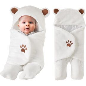 Lilian&Gema Baby Swaddle Blanket Cute Bear Swaddle Wrap for Infants 0-4 Months Newborn Baby Boys Girls Plush Swaddle Blankets Perfect Baby Shower and Registry Gift