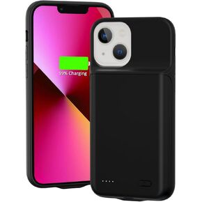 Gladgogo Charging Case for iPhone 13, 6000mAh Portable Protective Battery Case for iPhone 13, Rechargeable Extended Charger Case for iPhone 13, Smart Battery Case for iPhone 13, 6.1 inch, Pink