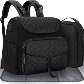 Diaper Bag Backpack, Travel Diaper Backpac with Stroller Strap, Washable Changing Pad, Pacifier Case, Travel Mini Maternity Bags for Dad Mom - Black