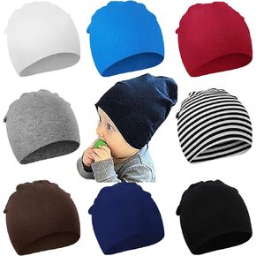 DRESHOW BQUBO 8 Pack Unisex Baby Beanie Hat Infant Toddler Kid Hats Baby Soft Cute Knit Cap Nursery Beanie