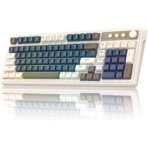 AULA S99 Wireless Keyboard, Tri-Mode Bluetooth/2.4GHz/USB-C Cute Creamy Gaming Keyboard with Number Pad RGB Backlit, Media Knob Custom Computer Keyboards for MAC Xbox PC Gamer - Gradient Purple
