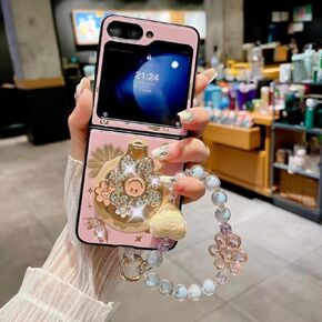 for Samsung Galaxy Z Flip 6 Case Bling Diamond Glitter Girly Design,Galaxy Flip 6 Case Handmade Holographic Sparkle Crystal Rhinestone Clear Soft TPU Bumper Cover for Samsung Z Flip 6 for Women Girls