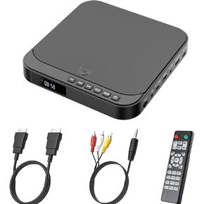 DVD Players for TV with HDMI - DESOBRY Mini DVD Player for Smart TV, Small DVD Player That Plays All Regions and Formats, Support 1080P Video, AV Output, USB/TF Card Input, Built-in PAL/NTSC
