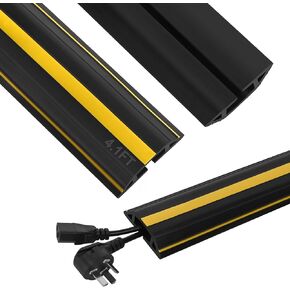 Floor Cord Cover 10Ft Heavy Duty PVC Floor Cable Protector Electric Cord Hider Cable Management Floor Strip Extension Cord Covers Cable Raceway for Wires on Floor Inner Channel 1.36" W x 0.43" H
