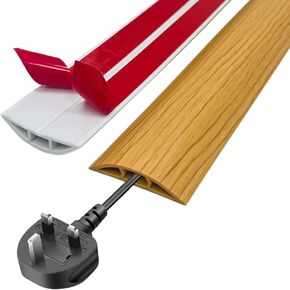 Cord Cover Floor, 5ft Cable Management & Organizer, Self Adhesive Extension Cord Cover, Cord Protector and Hider, Cord Covers for Wires on Floor,Cable Cavity = 0.47" (W) x 0.31" (H)