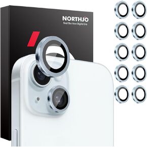 (10 Pieces Camera Lens Protector Compatible for iPhone 15/15 Plus/iPhone 14/14 Plus, 9H Tempered Glass Camera Screen Cover Individual Metal Ring [Case Friendly]