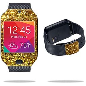 MightySkins Skin Compatible with Samsung Galaxy Gear 2 Neo Smart Watch Cover Skins Sticker Watch Gold Glitter