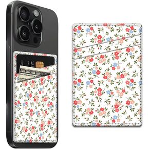 Phone Card Holder Leather, Dual Pocket Phone Wallet Stick On, Adhesive Cute Credit Card Sleeves for Phone Case Compatible with Most Phones Pink Curve Lines