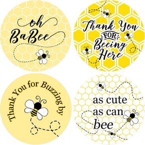 Bumble Bee Baby Shower Thank You Stickers - Party Favor Labels, Envelope Seals, Bag Stickers - 40 Count (Thank You Sticker)