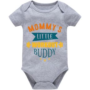 Viuluti Mommy's Little Workout Buddy Baby Romper Funny Cute Infant Creeper One-piece Bodysuit Outfit Mom Onesie for Baby
