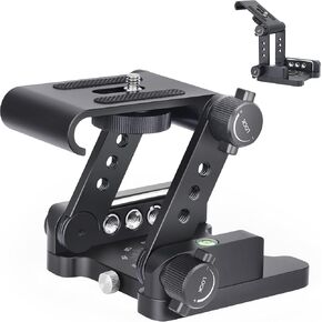 Z-Flex Tilt Tripod Head-INNOREL ZH9 CNC Aluminum Alloy All Metal Flexible Folding Z Pan with 1/4" and 3/8" Screws, Max Load 11.0lb/5kg with Adjustment Knob for Canon Nikon Sony DSRL Camcorder Slider