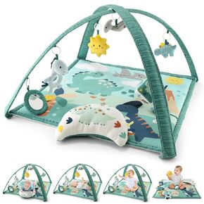 The Peanutshell Baby Play Gym Mat, Tummy Time, Baby Gym Activity Center, Playmat, Infant Play Mat for Babies 0-6 Months, Newborn Play Mat, Dinosaur Baby Stuff, Floor Mobile