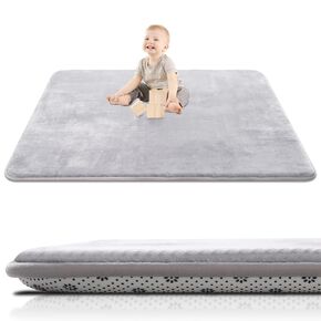 Thick Baby Play Mat for Floor,50 x 50 Playpen Mat,Select High Density Foam Mat,Ultra Soft Support & Plush Feel,Easy Care with Non-Slip Cushioned for Infant,Babies and Toddler Crawling,Grey