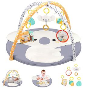 Baby Play Gym and Tummy Time Mat, Cute Koala Activity Gym Foldable Playmate with 5 Detachable Toys for Motor Skills Sensory Development, Baby Essentials for Newborn Infant Babies 0 to 3 6 9 12 Months