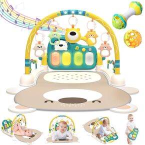 Baby Play Mat Gym, Tummy Time Play Mat for Baby Gifts, Kick and Play Piano Gym with 7 Infant Sensory Baby Toys 0-6 Months, Baby Activity Center Newborn Toys for Baby 0-3-6-9-12 Months