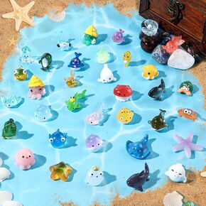 40pcs Mini Resin Animal 40 Styles Tiny Resin Animals Miniature Little Small Animal Figures Bulk for Micro Fairy Garden Landscape Accessories Dollhouse Hide Crafts Decor Aquarium Toys