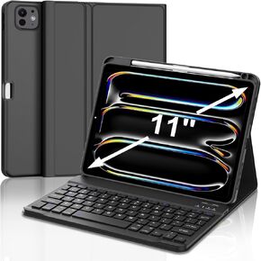 حافظة لوحة مفاتيح SENGBIRCH لجهاز iPad Pro 11 بوصة (M4) 2024، حافظة لجهاز iPad Pro 11 بوصة مع لوحة مفاتيح، لوحة مفاتيح بلوتوث قابلة للفصل، مع حامل قلم رصاص من الجلد الصناعي، الإنجليزية الأمريكية، أخضر داكن قديم