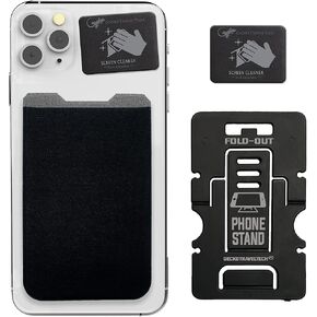 Phone Wallet - Adhesive Card Holder - Cell Phone Pouch - Stick on Lycra Pocket by Gecko - Carry Credit Cards and Cash
