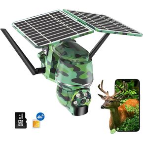 LETTON Trail Camera, 4G LTE Cellular Trail Cameras HD Photo and Video with SIM & 128G SD Card, Game Hunting Camera Night Vision Solar Trail Camera Waterproof for Wildlife Reconnaissance Home Security