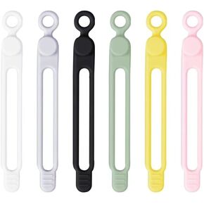 60pcs Reusable Cable Ties, Reusable Cord Organizer Management Holder Elastic Silicone Cord Organizer Straps Keeper for Charging Cable Charger Accessories and Multiple Cable Management