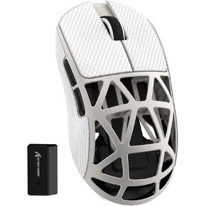 ZIYOU LANG x Attack Shark R2 Wireless Gaming Mouse, Lightweight Magnesium Alloy, PAW3950 42000 DPI Optical Sensor, 8KHz Polling Rate, BT/2.4G/Wired Programmable Mice with Grips Sticker (Retro White)