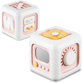 Activity Cube Montessori Toys for 1 Year Old, Sensory Toys Busy Board for Babies 12-18 Months, Car Travel Airplane Toys for Toddlers 1-3, Birthday Gift for 1 Year Old Boys Girls