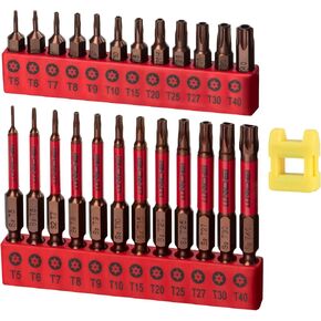 LLNDEI 25 PCS Torx Bit Set(T5-T40), Security Torx Bit Set, Tamper Resistant Star Bits Set, 1" and 2" Long Magnetic Torx Bit Set with Magnetizing Demagnetizer