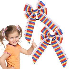 Back To School Hair Ties Teacher Outfits Bow Elastic Hair Bands School Bus Rubber Bands for Girls Kids Toddler Ponytail Holders First Day of School Hair Accessories