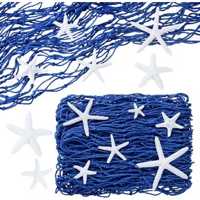 21 Pieces Starfish Ornament Sets Starfish Decor Fish Net Sea Starfish Wall Decor Fishnet Nautical Decor Starfish For Crafts Beach Wedding Mermaid Party Under The Sea Party Decorations (White)