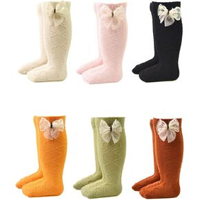 Baby Knee High Socks with Bow Knit Toddler Girl Dress Socks Cotton Tube Long Socks for Baby Newborn Infant