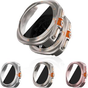 [3 Pcs] Samsung Galaxy Watch 7 44mm Case With [Anti-Privacy Protection] Screen Protector.Full Edge All Around Anti-Scratch Frame Cover,Transforms From Galaxy Watch 7 to Watch 7 Ultra Apperarance