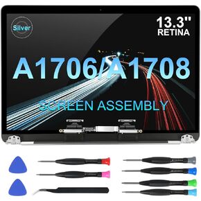بديل شاشة 13.3 بوصة لجهاز MacBook Pro 13 بوصة A1706 A1708 أواخر 2016 منتصف 2017 Retina (EMC 3071 EMC 3163 EMC 2978 EMC 3164) مجموعة شاشة LCD LED كاملة (رمادي فضائي)