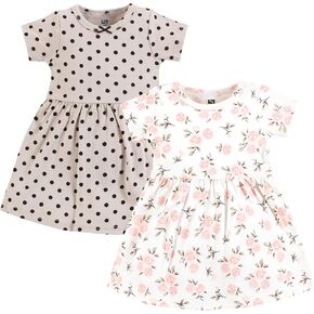 Hudson Baby Baby Girls Cotton Dresses, Neutral Pink Floral, 12-18 Months in Kuwait