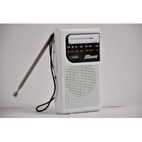AM FM Radio with Speaker and Earphone Jack, Small Transistor Radio, Battery Operated, Best Mini Radio Antenna Reception for Emergency by MIKA (Silver)