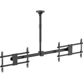 Mount Plus CB-D600 2x1 Side by Side Dual Screen Menu Board Ceiling Mount for 37" to 60" TV | Adjustable Height Pole | Max Weight 88 Lbs Per Screen | VESA Patterns Up to 600x400 | Swivel 360 Degree