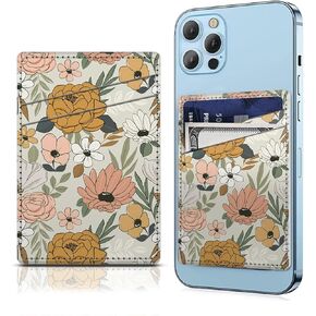 Phone Card Holder Leather, Dual Pocket Phone Wallet Adhesive Stick On, Cute Credit Card Pocket for Phone Case Compatible with Most Phone Cute Pink Shape