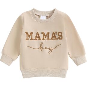 Toddler Baby Boy Sweatshirts Letter Embroidered Long Sleeve Baby Pullovers Tops Infant Fall Winter Casual Tops