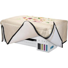 kwmobile Linen Printer Cover Compatible with Epson EcoTank ET-2850 / EcoTank ET-2856 Case - Watercolor Flowers Dusty Pink/Violet/Yellow