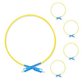5Pcs 0.3 Meter Fiber Optic Patch Cord SC APC to SC APC, Simplex Single Mode Fiber Cable Jumper OS2 G652D 9/125μm, 1310nm/1550nm LSZH 3.0mm