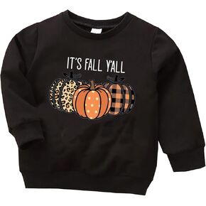 LLHXRUI Kids Baby Boys Girls Thanksgiving Pumpkin Sweatshirt It's Fall Y'all Pullover Shirts Tops Tees