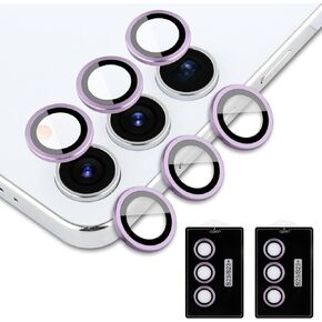 Black Phone Camera Lens Protector Compatible with Samsung Galaxy S25 Ultra Aluminum Alloy Ring Tempered Glass Lens Protector Anti Scratch Decorative Camera Cover