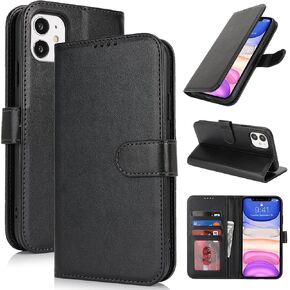 for iPhone 12 Case Wallet with Card Holder,iPhone 12 Wallet Case for Women Men,Leather Shockproof Magnetic Buckle Stand Flip Phone Case-Brown