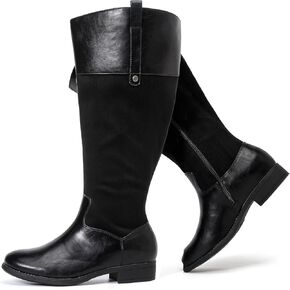 Luoika Women's Extra Wide Calf Knee High Boots, Plus Size Wide Width Knee-High Boots Winter Fall Low Heel Ridding Boots.