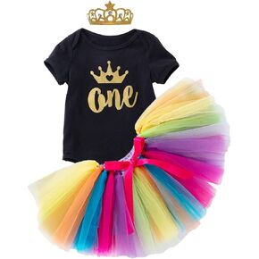 MYRISAM Baby Girls It's My 1st Birthday Cake Smash 3pcs Princess Outfits Set Romper Bodysuit Tutu Skirt w/Crown Headband