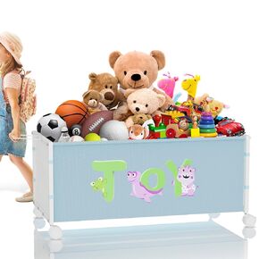 Toy Box Storage, 180L Extra Large Toy Chest with 360° Wheels, Oxford Cloth Metal Toy Box for Boys, Girls, Stuffed Animals, Clothes, Bedroom, Living Room (Pink)